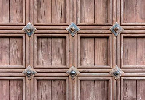 Wooden Medieval gate wall pattern for texture background. Stock Photos