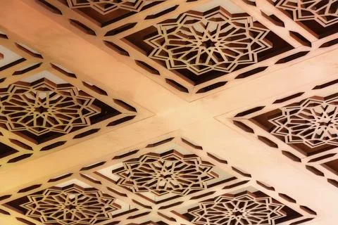 Wooden, middle, Eastern, Beautiful, Pattern, Roof, Background Foto stock