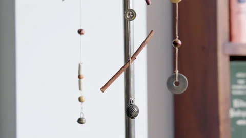 Wooden Mobile Hanging Off The Ceiling Stock Footage 221851975
