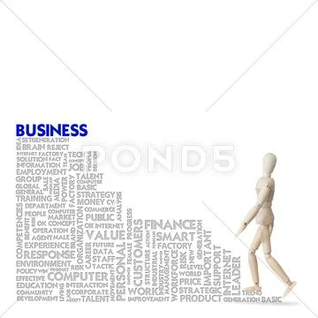 Wooden model climbs the ladder of success business and career concept Stock Illustration