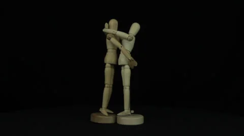 Wooden model of human hug loop Video stock 34660370