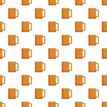 Wooden mug kitchenware seamless pattern background Stock Illustration