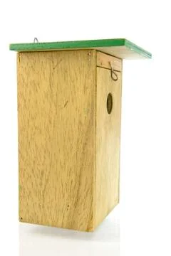 Wooden nesting box side view Stock Photos