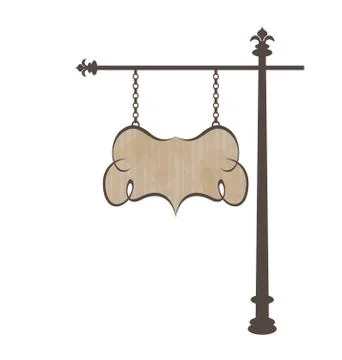 Wooden noticeboard with forged elements Illustrazione stock