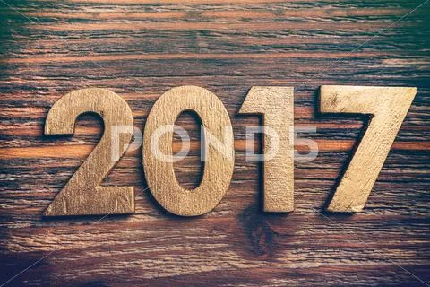 Wooden number 2017 Stock Photos