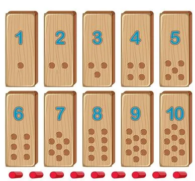 Wooden Number Blocks for Learning Math Stock Illustration