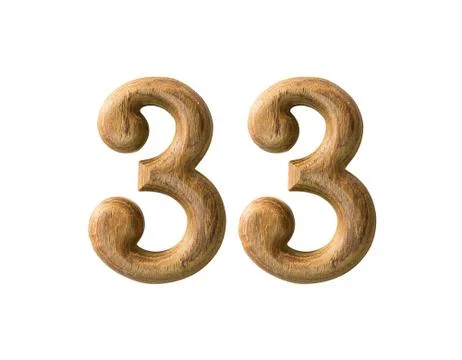 Wooden numeric 33 Stock Illustration