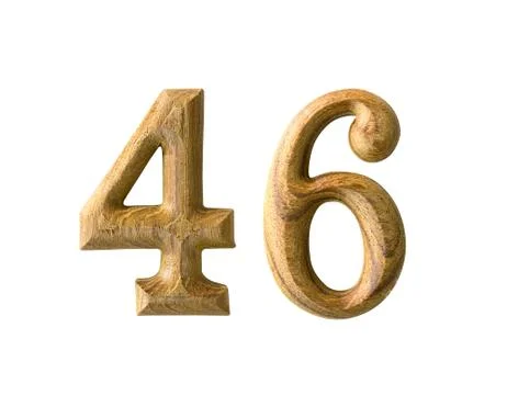 Wooden numeric 46 Stock Illustration
