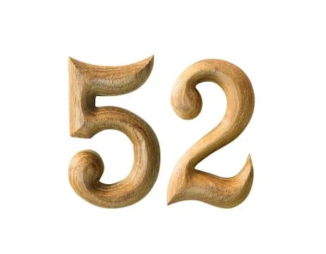 Wooden numeric 52 Stock Illustration