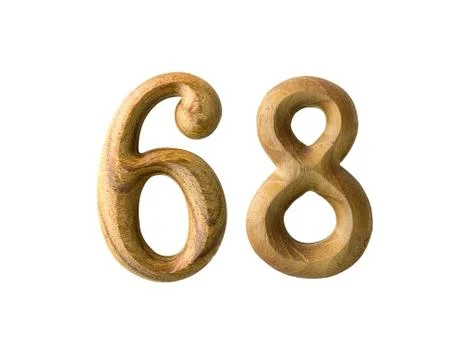 Wooden numeric 68 Stock Illustration