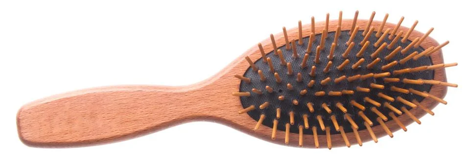 Wooden old comb on blackground Stock Photos