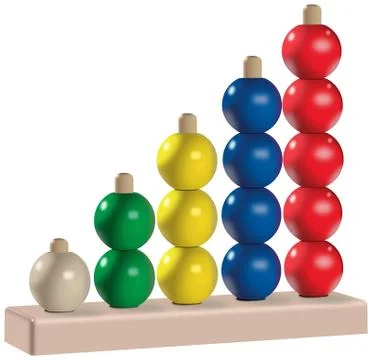 Wooden or plastic five colored abacus toy Stock Illustration