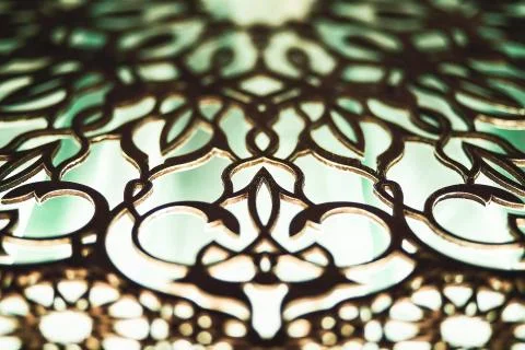 Wooden oriental patterns with backlight Stock Photos
