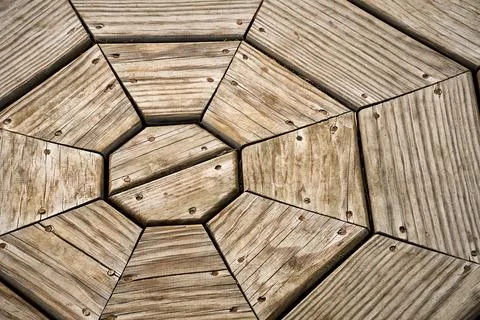Wooden Outdoor Deck Pattern has an Octagon Shape Stock-Fotos
