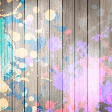 Wooden with paint splashes template. plus EPS10 Stock Illustration