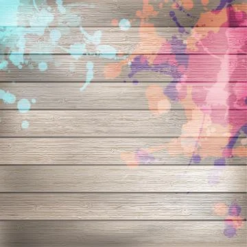 Wooden with paint splashes template. plus EPS10 Stock Illustration