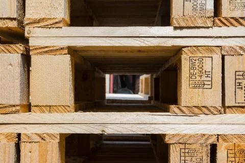 Wooden Palettes Industrial Usage Stack Closeup Factory Company Storage Empty Stock Photos