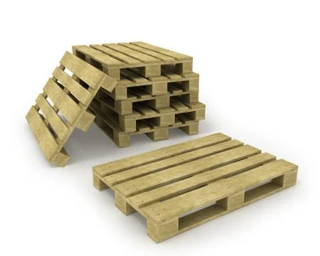 Wooden pallet and stack of pallets isolated on white Stock Illustration