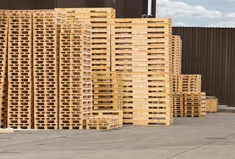 Wooden pallet stack Stock Photos