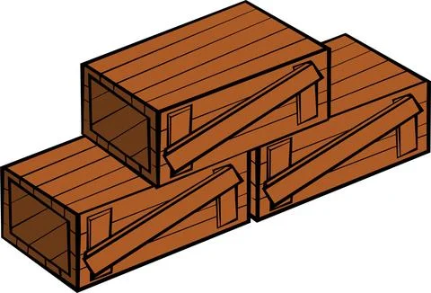 Wooden Pallets or Boxes. Isolated and Isometric View. Vector Illustration 库存插图