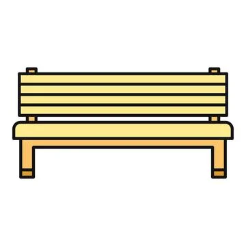 Wooden park bench flat vector illustration icon Illustration