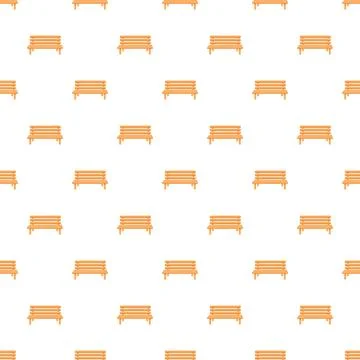 Wooden park bench seamless pattern repeating illustration Stock Illustration
