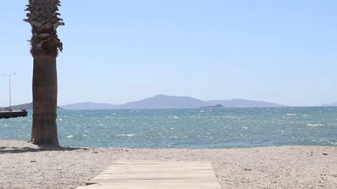 Wooden Path on the Beach (Slow Motion) Stock Footage 236663623