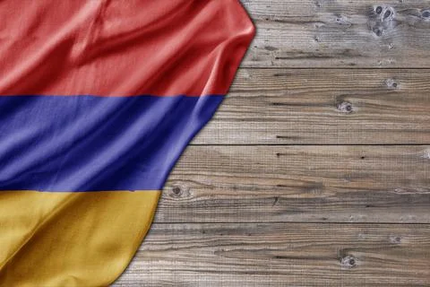 Wooden pattern old nature table board with Armenia flag Stock Illustration