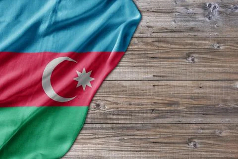 Wooden pattern old nature table board with Azerbaijan flag Stock Photos