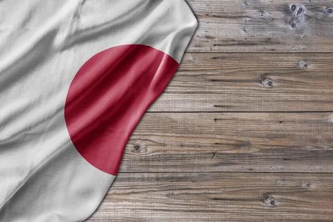Wooden pattern old nature table board with Japan flag Stock Photos