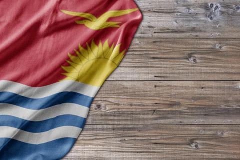 Wooden pattern old nature table board with Kiribati flag Stock Photos