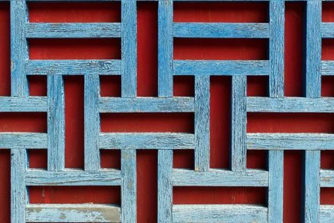 Wooden Patterns on Red Background Stock Photos