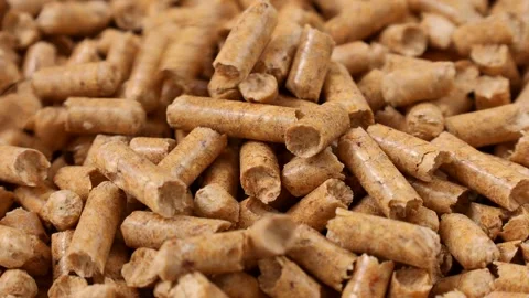 Wooden pellets falling down close up Stock Footage 280852795