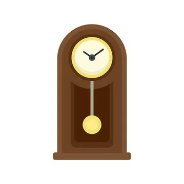 Wooden pendulum clock icon flat isolated vector Stock Illustration