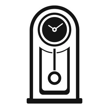 Wooden pendulum clock icon, simple style Stock Illustration