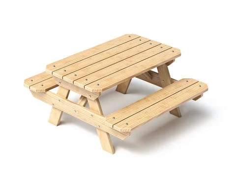 Wooden picnic table 3D Stock Illustration