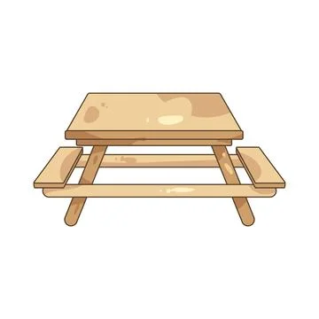 Wooden picnic table Ilustración de archivo