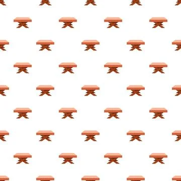 Wooden picnic table repeating seamless pattern background Stockillustratie