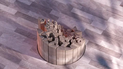 Wooden pie chart segments changing, increasing and decreasing in height 库存影片 313193096