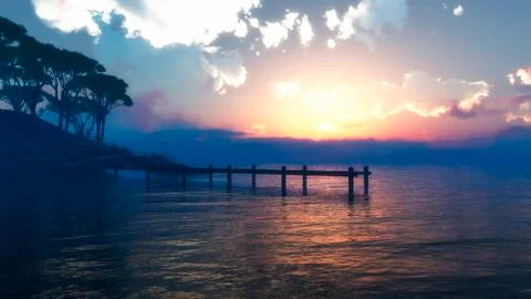 Wooden pier Stock Illustration