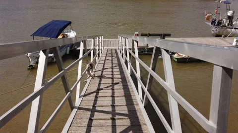 Wooden pier in a river Stock Footage 154406477