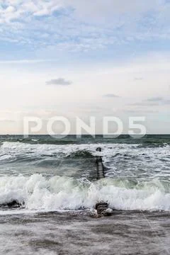 Wooden piles on the Baltic Sea Stock Photos
