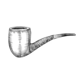 Wooden Pipe hand drawn Vector Stock Illustration