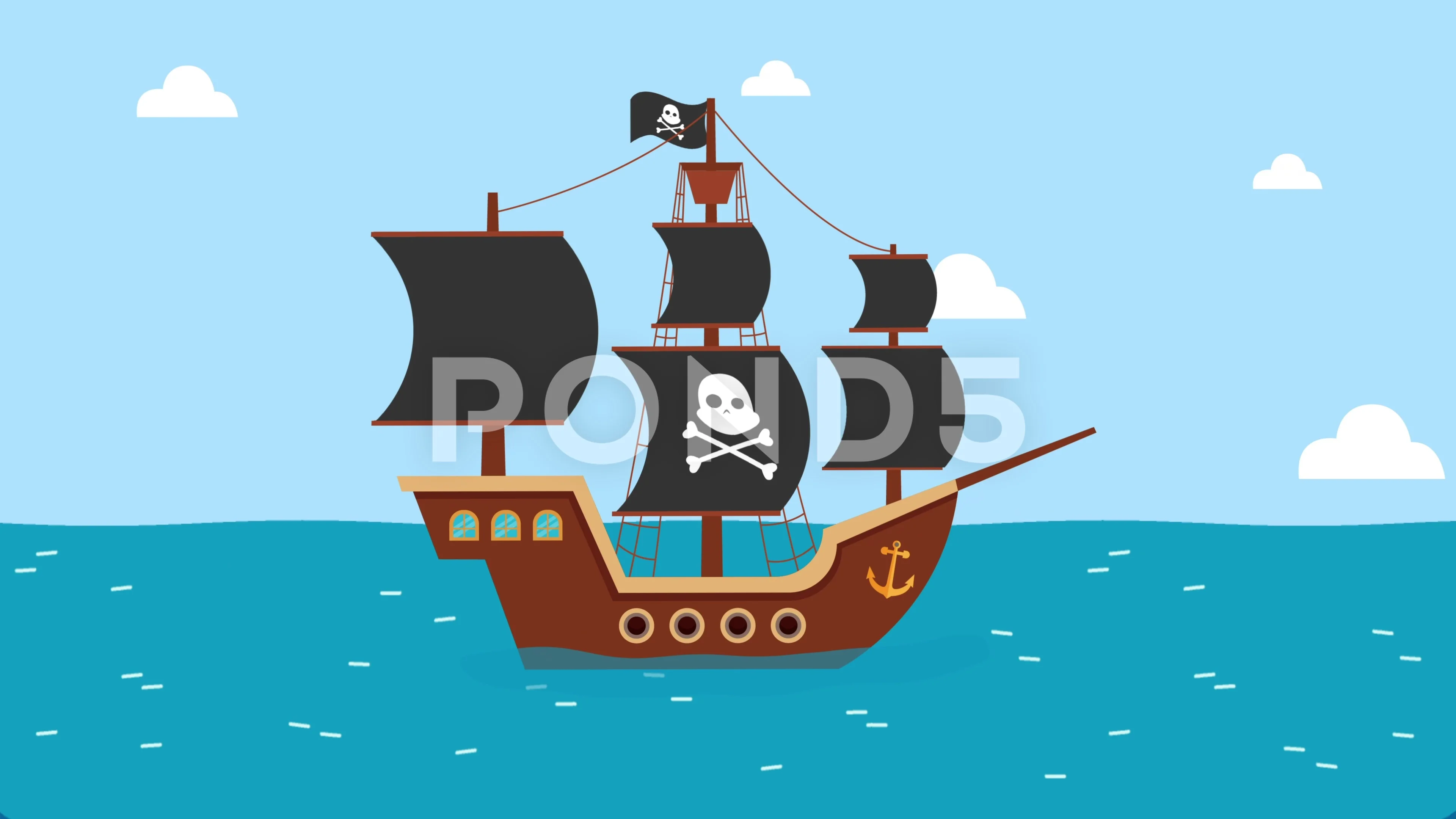 Pirate Ship Animation Stock Footage ~ Royalty Free Stock Videos | Pond5