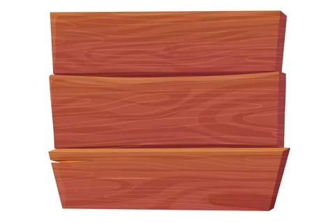 Wooden plank, frame game ui asset textured piece of board, button in cartoon Stock Illustration