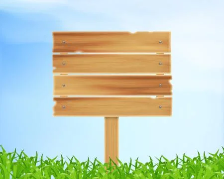 Wooden plank with grass Stock Illustration