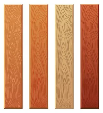 Wooden plank set. Various tree timber board Illustrazione stock