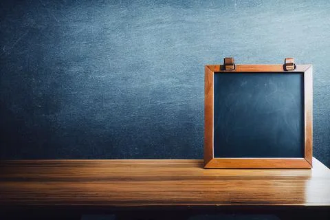 Wooden plank table, blank texture blackboard for background. education concep Illustrazione stock