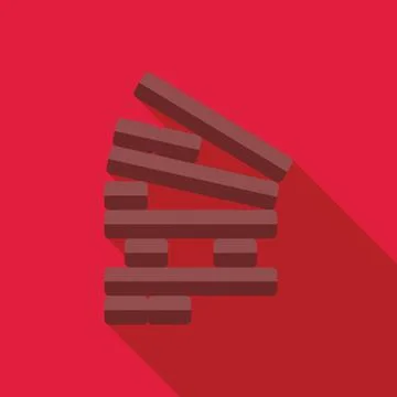 Wooden planks falling down creating domino effect on red background 库存插图