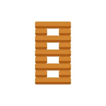 Wooden planks stacking creating stability and teamwork Stock Illustration